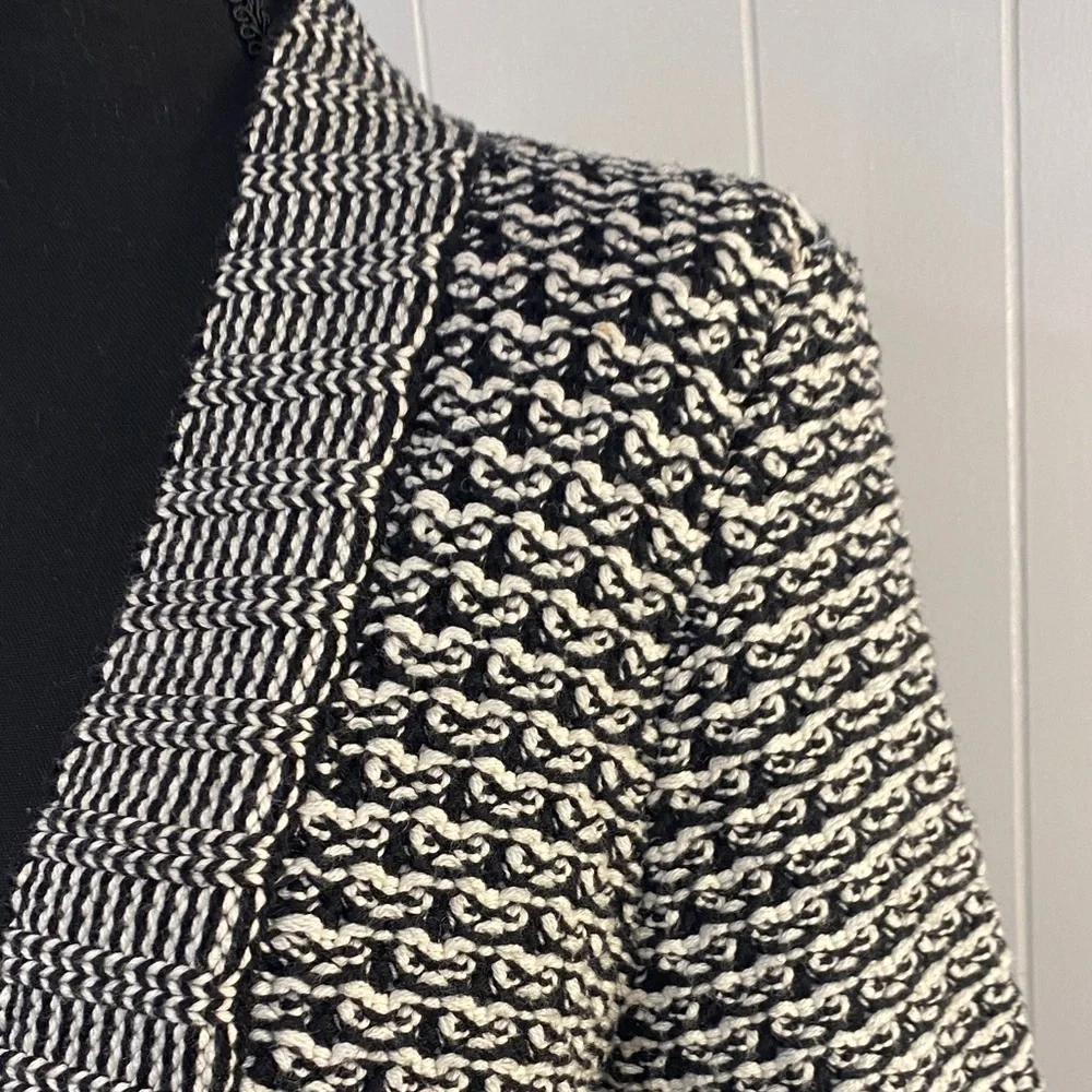 Talbots Cardigan | Open Front | Black White Textured Knit | Size S - Picture 5 of 11